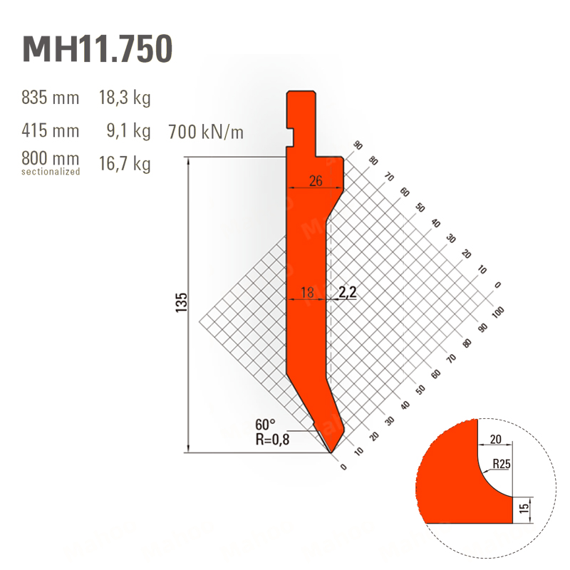 折弯模具-折弯上模MH11.750