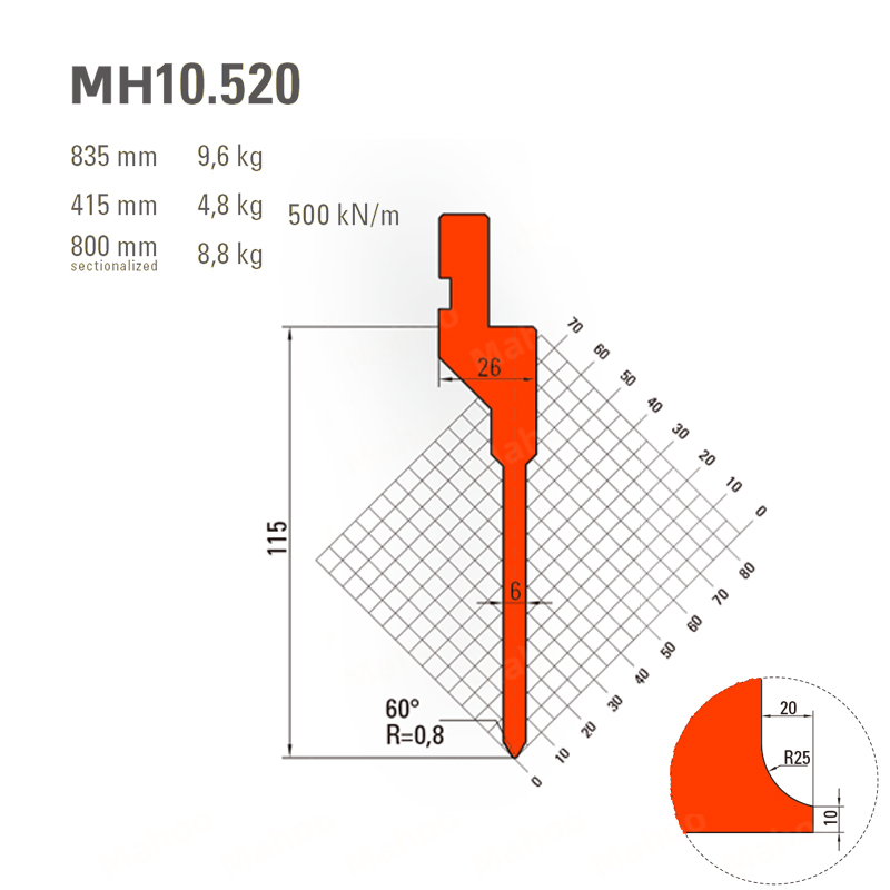 折弯模具-折弯上模MH10.520